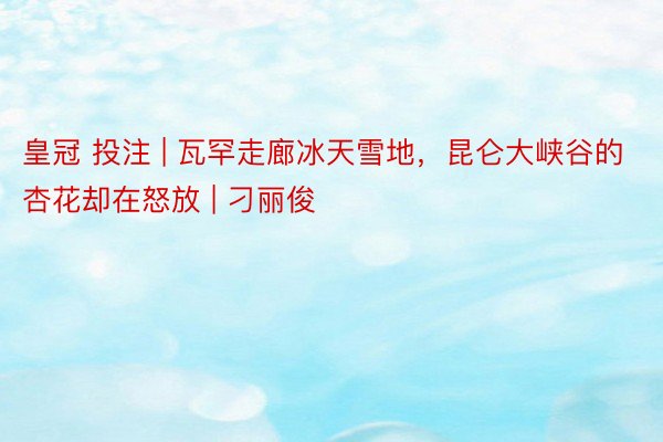 皇冠 投注 | 瓦罕走廊冰天雪地，昆仑大峡谷的杏花却在怒放 | 刁丽俊